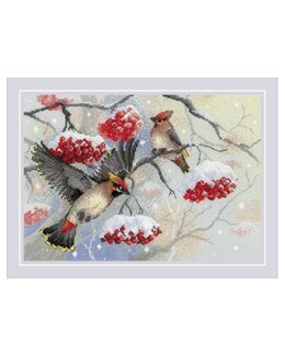 Broderikit Billede Vinterfugle - Riolis