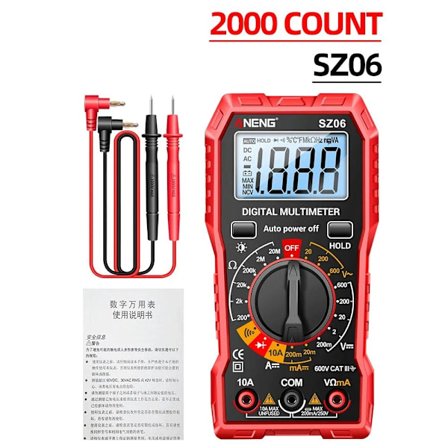 Digitalt multimeter spændingsmåler RØD