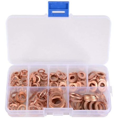 200 stk. kobberflate skiver sortiment av metallskiver flatt sett kobber