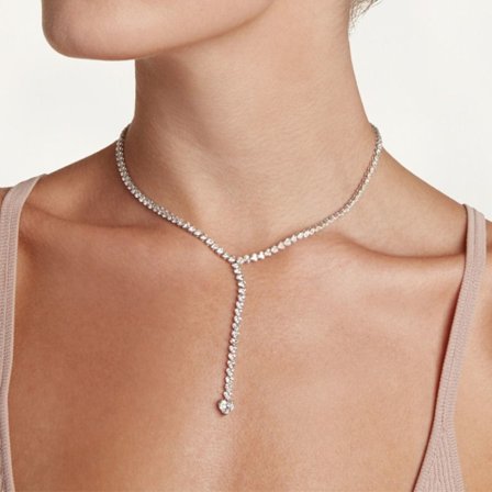 Full Rhinestone Chain Choker Diamond Statement Halsband SILVER