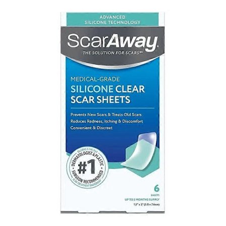 ScarAway Advanced Clear Silicone Scar Sheets, valkoinen, 6 kpl