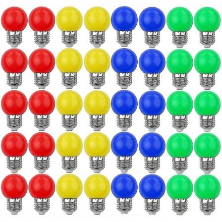 Fargede LED-pærer E27 3w=30w Dekorative og designlys 240 Lumen AC220v-240v Dekorasjonslampe Blandede farger rød gul blå grønn - Pakke med 40 [energ