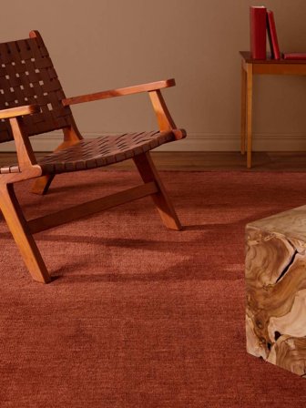 Kelim Loom 160X230 Rouge Rouille Uni Tapis De Laine