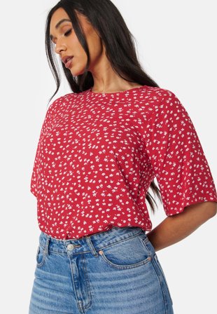 Happy Holly Tris butterfly sleeve blouse Red / Patterned Klær