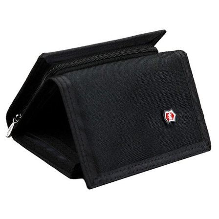 Canvas-lompakko Tri-Fold kolikkokukkaro MUSTA