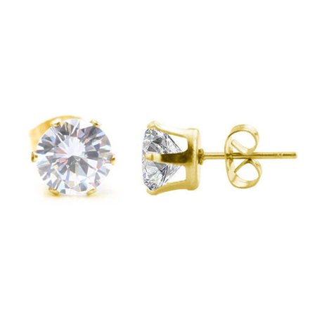 2-pack Gold Crystal Piercing Earring Piercing Jewel - 8mm