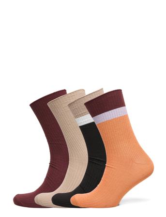 Sock 4 P Colour Stripe Lingerie Socks Regular Socks Multi/mønstret Lindex
