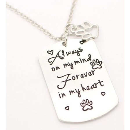 Necklace - Always on my mind forever in my heart - Paw