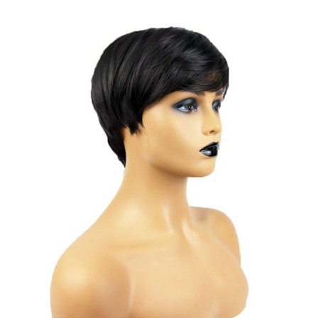 Mode dame paryk kort glat hår kemisk fiber paryk sæt, s
