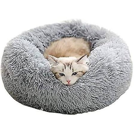 Rund Hundekurv Til Mellemstore Hunde Og Et Par Katte Lysebrun Varmt Pude