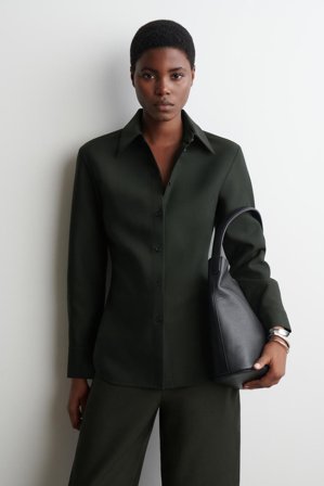 COS Femme Chemise En Laine in Vert