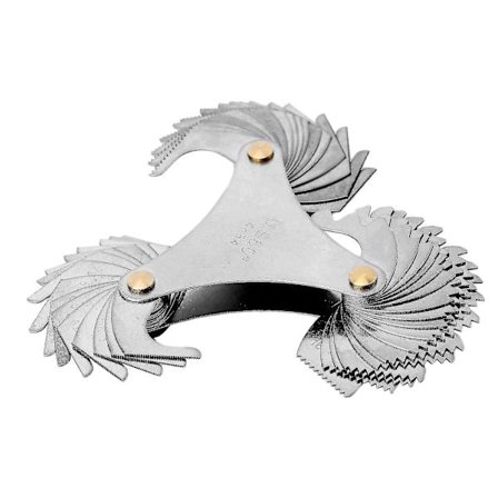 Måleplate for gjenger i rustfritt stål, 51 stk blader, 60 grader, 4-84 gjenger