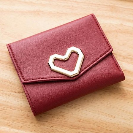 Neliömäinen kolmiosainen lompakko kolikkokukkaro PUNAINEN