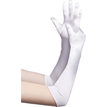 Damekveldshanske Lang Satenghanske Sateng Bryllupshanske Kjole Tilbehør År 1920 Klassisk Stil for Bryllup Kveld Opera Elastisk Midje, Hvit