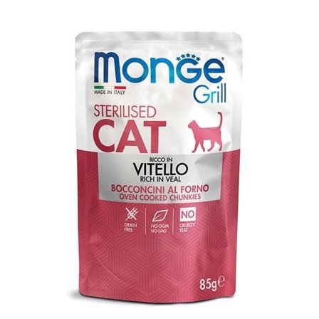 Monge Grill Sterilised Ricco in Vitello Cibo Umido Per Gatti
