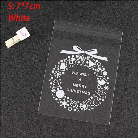 100 st/paket Godis & kakor påse förpackning omslag VIT 7X7CM