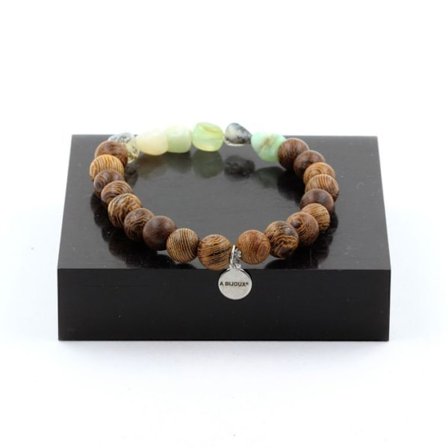 Armbånd - Et BIJOUX - Multifarvet opal fra Australien - Træperler 8 mm - Længde 19-20 cm - Fremstillet i Frankrig