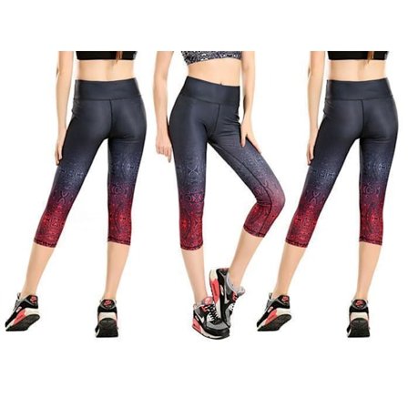 Svarta Yoga Capri Leggings Mandala Mönster