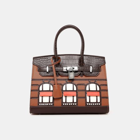 Klassisk nisjehus platinaveske skulderveske crossbody dame stor kapasitet veske, mørk brun