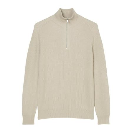 Marc O'Polo, Rib knit zip-neck jumper Beige, Heren, Maat:L