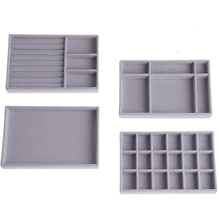 Smyckesfack Organizer, Stapelbar Smyckesfack Set Med 4 Lådor Organizer