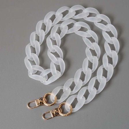 Vit - 1 styck, 2,5 cm bred, 85 cm lång, akrylkedja för kvinnor