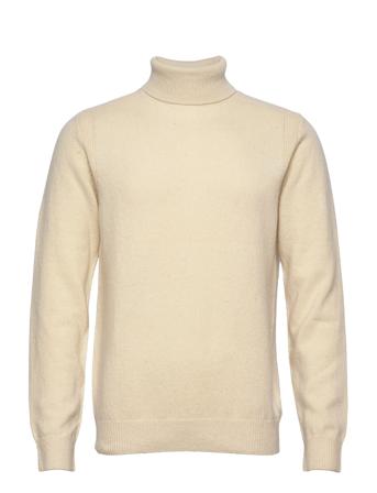 Aknico Solid Roll Neck Lambswool Cream Anerkjendt