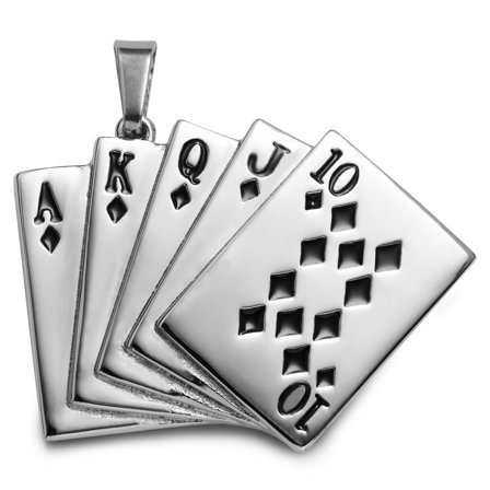 Ace | Silver-tone Royal Flush Pendant for Men - Necklace pendants
