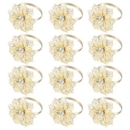 YeahiBaby 12 st Exklusiva High-end Hotell Restaurang Dedikerad Blomdesign Servettring Muntyg Servettring (Guld)