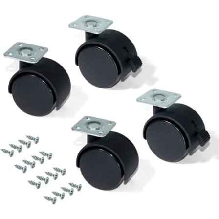 4 universella hjul 50 mm med bromsar, maximal belastningskapacitet 25 kg