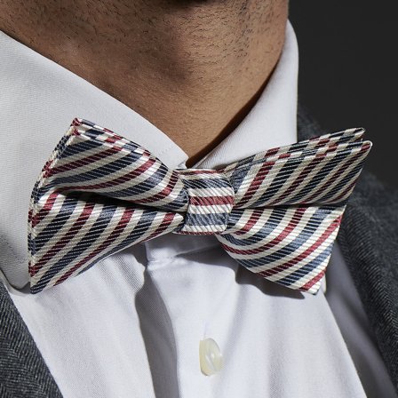 Faded Red & Blue Striped Pre-Tied Bow Tie for Men - Pre-tied bow ties