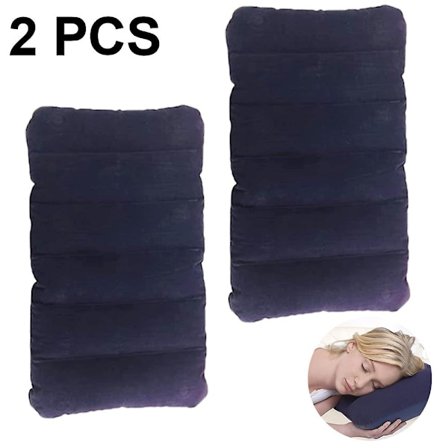 Ilmatäytettävä tyyny, 2 kpl pakkaus puhallettava tyyny mukava puhallettava nukkumistyyny ergonominen niska- ja lannerangan tuki retkeilyyn toimistoon 