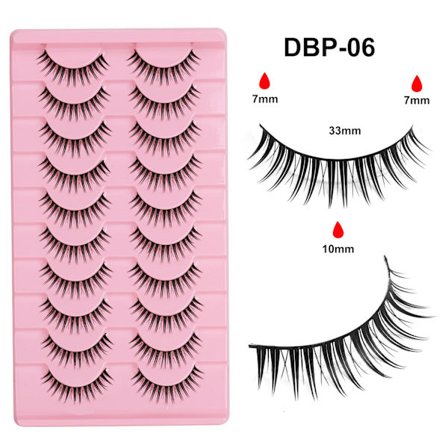 10 Par Manga Små Tunna Falska Ögonfransar - Naturliga, Lätta och Bekväma Ögonfransar för en Förförisk Look