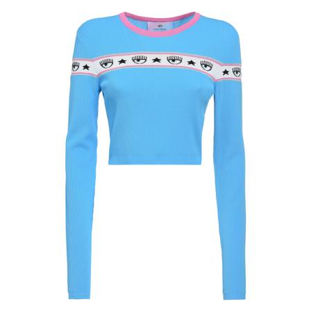 Chiara Ferragni Collection, Knitwear M01 Logomania Yarn Blauw, Dames, Maat:M