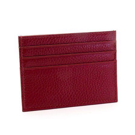 Stilrent smalt kortfodral / korthållare i äkta läder - Mörkröd