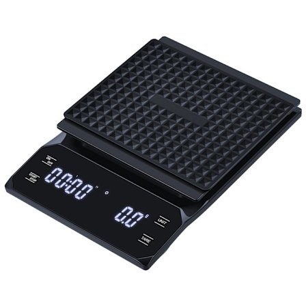 Digital Kaffevægt - 0,1g/3kg Præcision, Timer, Vandtæt, Stor LED-display (Sort)