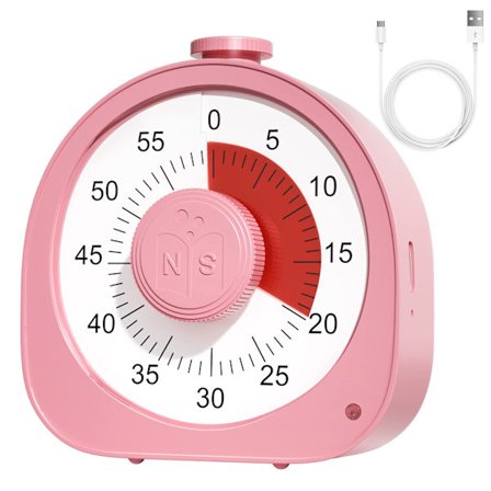 Genopladelig visuel timer, timer med ringetone og vibrationstilstand, 60 minutters nedtællingstimere Børnetimer Visuel timer til børns læring Køkken (