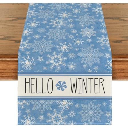 Hello Winter Lumikide - Sininen Joulup yt liina, Kausi- ja Joulujuhlakeitti - ja Ruokailup yd n Koristelu Juhliin 13 x 72 Tuumaa