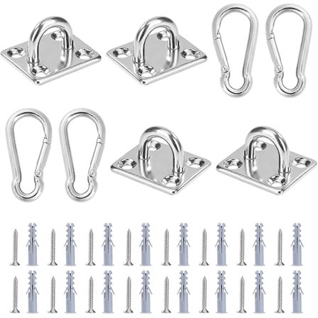 4-pakks rustfritt stål øyeplate, takkrok og karabinkrok
