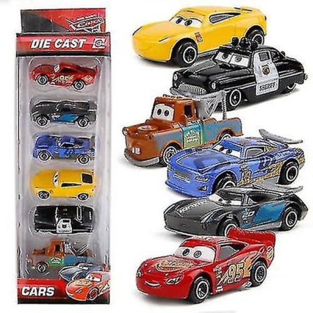 6 Pixar Cars Lynet McQueen racinglekesett for barn, samlergave