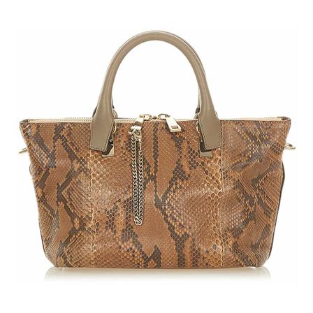 Chloé Pre-owned Bailey Python Leather Satchel , Bruin , Dames , Maat: ONE Size Vintage Tassen