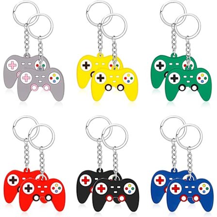 6 spill-nøkkelringer, spillfest-nøkkelring, gutt-nøkkelring-kontroller