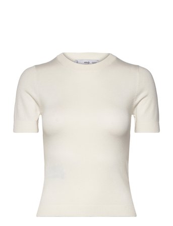 Short-Sleeved Fine-Knit Sweater Beige Mango