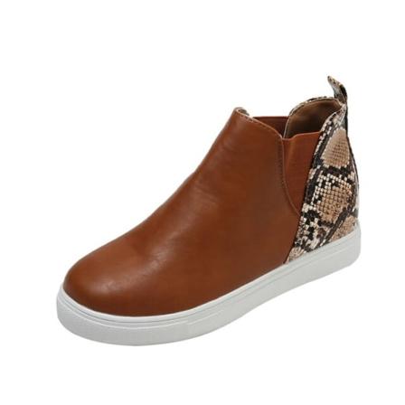 2023 nya, moderiktiga ankelboots, högtoppade platta sneakers för alla matcher Khaki 38