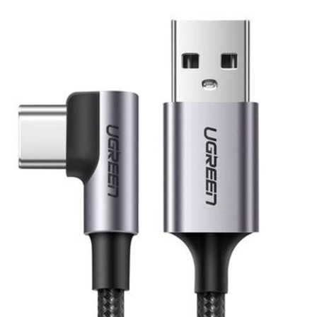 Ugreen vinklad USB-A till USB-C-kabel - 2m, 3A - Grå