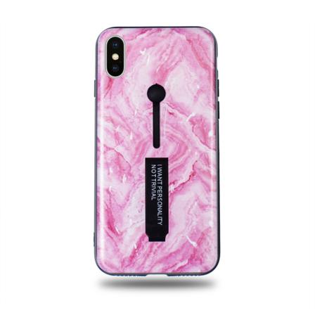 Modeskal Med Fingerhållare Till Iphone X/xs Med Rosa Penseldrag