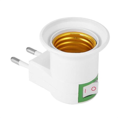 E27 Eu Plugg Lampe Lysholder Base Stikkontakt Omformer Adapter Med Kontrollbryter