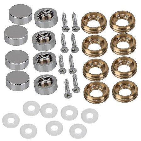 8x Silver Copper Round Screw Mirror Cap Nails 16mm Dia-ksize