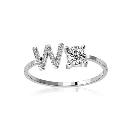 A-z bokstav silver metall justerbar öppen ring med initialer