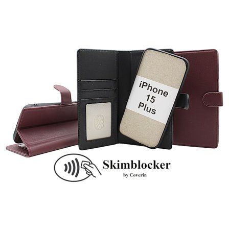 Skimblocker iPhone 15 Plus Magnet Plånboksfodral